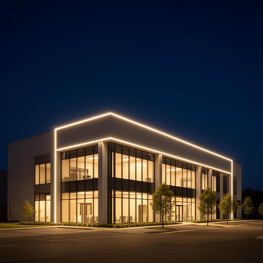 Commercial building with permanent LED accent lighting in Winnipeg
