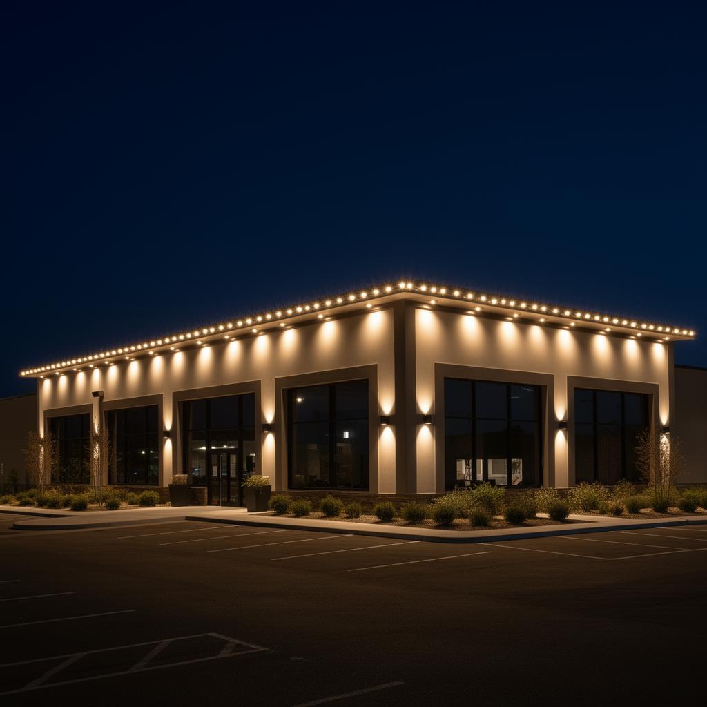 Commercial building with permanent LED accent lighting in Winnipeg
