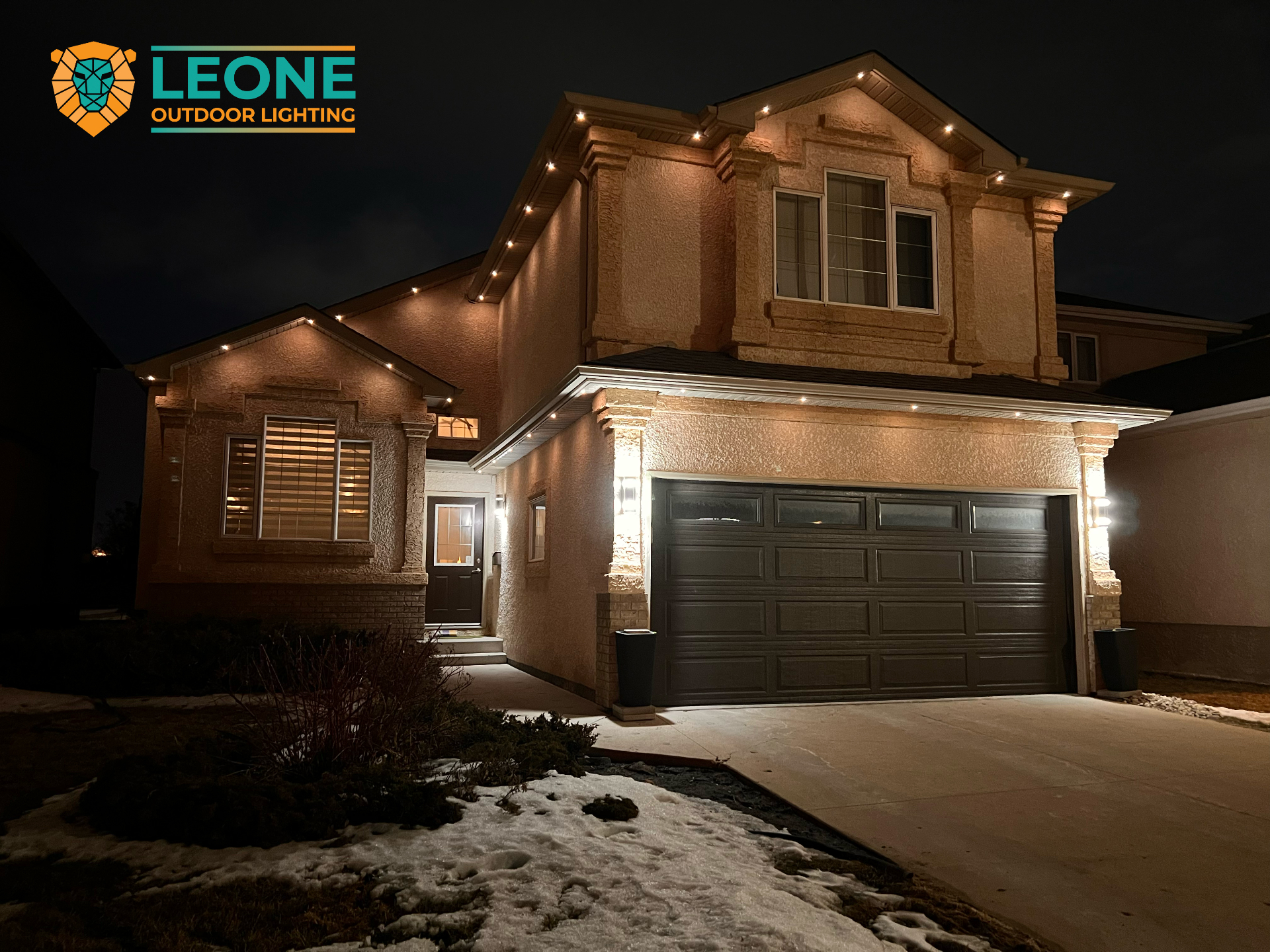 Permanent LED lighting installation showcasing Canada Day colors